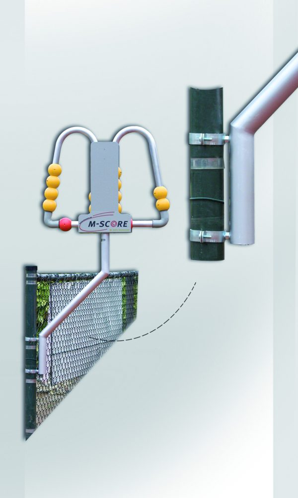 Netpaalbevestiging s-bocht t.b.v. M-score scorebord
